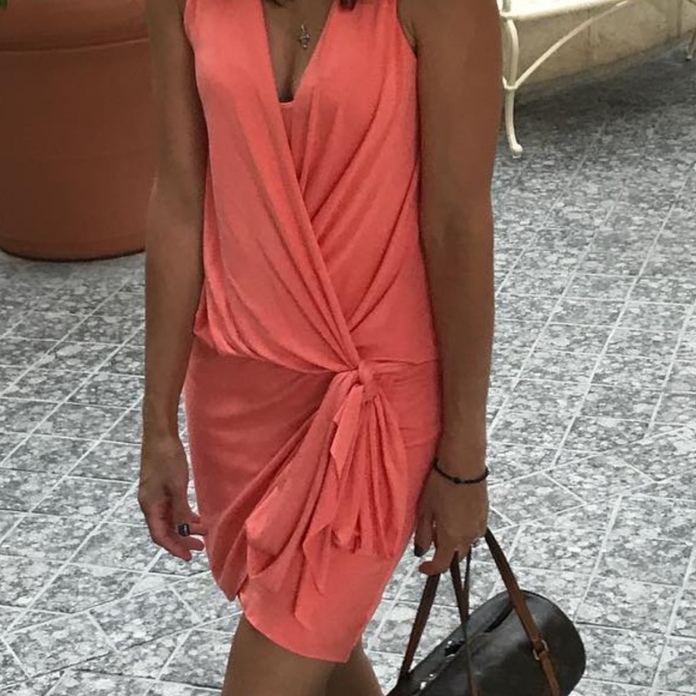 Bailey 44 faux wrap tank dress melon/peach